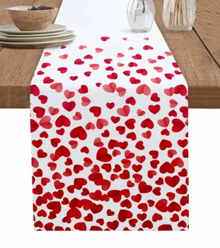 Sevgililer Günü Aşk Doku Kırmızı Pembe Süslemeleri Kahve masa süsü Masa Örtüsü Masa Mutfak Dekoratif Masa Koşucu