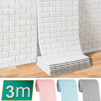 Tuğla 1/3 / 10M 3D duvar çıkartmaları DIY Dekor Kendinden Yapışkanlı Su Geçirmez Duvar Kağıdı Çocuk Odası İçin Yatak Odası Mutfak ev duvar dekoru
