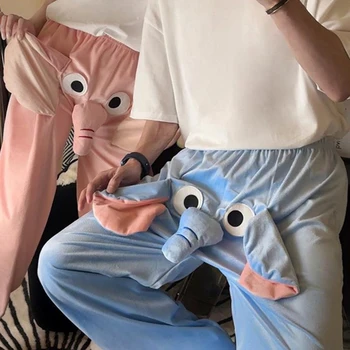 Sonbahar Ve Kış Komik Ve Sevimli Çift Pijama Pantolon İle Bir Zil Fil Gövde