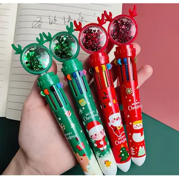 1 adet ev dekor Noel çocuk Merry Christmas Elk Kırtasiye Noel Baba Noel tükenmez kalem on renk kalem