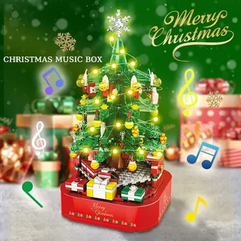 Noel Ağacı 506 adet Yapı Kitleri-Çocuklar ve Aileler için Şenlikli Bir Yapı DIY Müzik Kutusu Yaratıcı Noel Yapı oyuncak seti