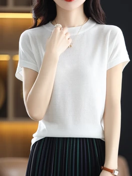 Kadın beyaz tişört Bayanlar Rahat bol tişört O-Boyun Kısa kollu Harajuku Kore Moda Tees Gömlek Mujer Yaz İnce Üstleri