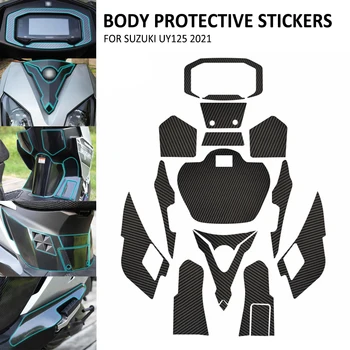 Suzuki için UY125 2021 Motosiklet Vücut Anti Çizilmeye Dayanıklı Skid Kauçuk Karbon Fiber Desen Dekoratif Koruyucu Sticker Pad
