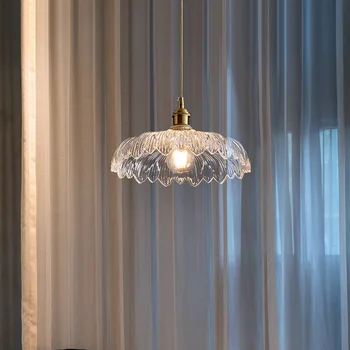 Nordic ışık lüks cam restoran tavan lambası Retro pirinç yemek masası Bar çay odası Ins kişiselleştirilmiş küçük kolye ışık