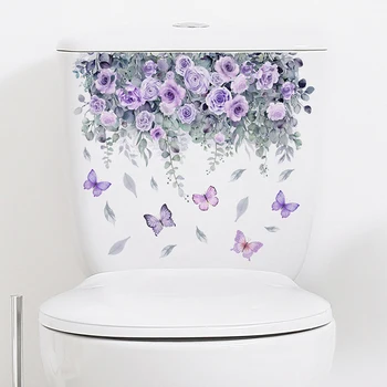 Bitki Çiçek Kelebek Duvar Sticker Banyo Tuvalet Dekor Oturma oda dolabı Ev Dekorasyon Çıkartmaları Güzelleştirmek Kendinden Yapışkanlı Mura