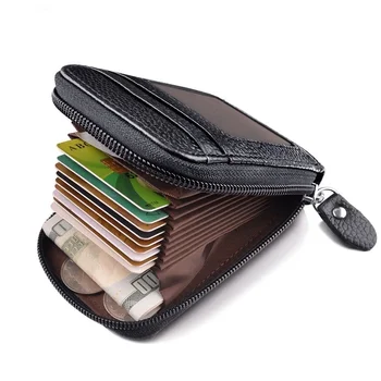 Erkek Cüzdan Deri RFID Cüzdan Ince Kredi kimlik kartı tutucu Kısa Erkek Çanta Yüksek Kaliteli Iş Fermuarlı cebi Para Para Çantası