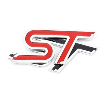Araba Kırmızı ST Logo Stylin Otomatik Ön ızgara Rozeti Zarif Araba Çıkartmaları Ön ızgara amblemi Odak 2 3 MK2 MK3 MK4 Kuga Fiesta