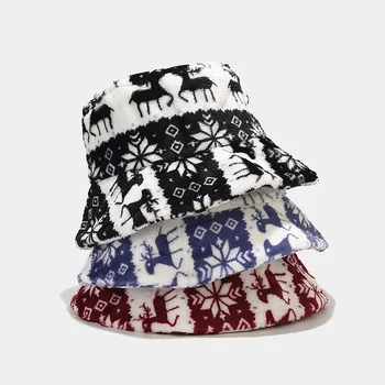 Sonbahar Kış kadın Yeni Sıcak Noel Rüzgar Geyik Desen Kova Şapka Avrupa ve Amerikan Çift Açık Moda Güneş H