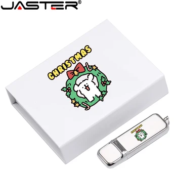 JASTER Beyaz deri kalem bellek 128GB Ücretsiz Renkli Baskı USB flash sürücü 64GB Karton Memory Stick 32GB 16GB Yaratıcı Hediye