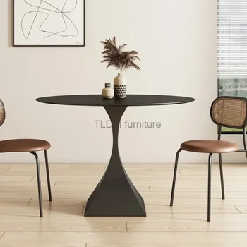 Kayrak Retro oturma odası masası Basit Yuvarlak İskandinav Siyah yemek masası Minimalist Modern Mesas De Comedor Ev Mobilyaları HD50CZ