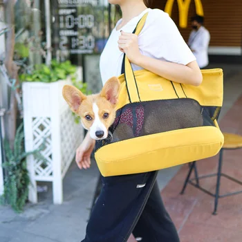 Küçük taze evcil hayvan çantası tuval örgü nefes yavru kedi sırt çantası dışarı çıkmak taşınabilir evcil hayvan çantası köpek çantası