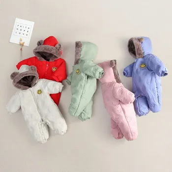 3-24 Ay bebek tulumları Kış Pamuk kapitone ceket Kalınlaşmış Termal Giysiler Kış Giysileri Romper Bebek Kış Giysileri