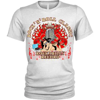 Erkek Rockabilly T-Shirt / S Artı Boyutu / rock n roll pinup kaydı