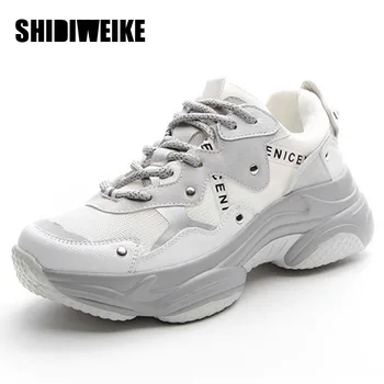 Hakiki Deri Koşu Ayakkabıları Kadın Hava Mesh Yastıklama Sneakers Beyaz Sönümleme Kaymaz Eğitmenler Yürüyüş Spor Ayakkabı