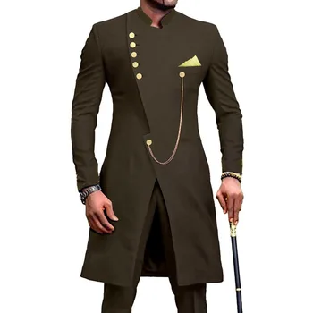 Blazers Erkek Takım Elbise 2 Parça(Ceket + Pantolon) 2023 Karakteristik Standı Yaka Groomsmen Slim Fit Bahar Sonbahar Resmi İş