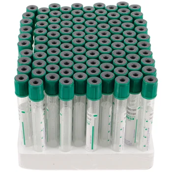 100 adet Santrifüj Tüpleri Raf Vakumlu Kan Alma Tüpü Lityum Heparin Tüpü Tek Kullanımlık test tüpü (5ml)