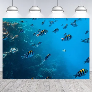 Deniz altında Dünya Fotoğraf Backdrop Doğum Günü Partisi Afiş Dekor Akvaryum Okyanus Arka Plan Fotoğraf Fotoğraf Stüdyosu Sahne