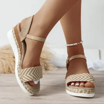 Kadın Takozlar Espadrilles Sandalet 2023 Yaz Yeni Kaymaz platform sandaletler Kadın Hafif Rahat Yürüyüş Sandalias Mujer