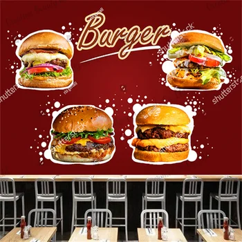 Özel Duvar Resimleri Burger Fotoğraf Duvar Kağıdı Endüstriyel Dekor Fast Food Restoran Snack Bar Arka Plan duvar kağıdı Papel De Parede
