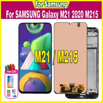 Süper AMOLED LCD SAMSUNG Galaxy M21 2020 LCD M215 SM-M215F/DS Ekran LCD Ekran Dokunmatik Çerçeve Sensörü Sayısallaştırıcı Meclisi