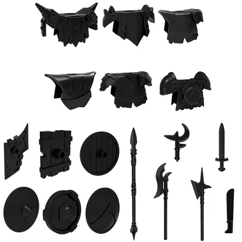 10 adet/grup Roma Şövalyeleri Ortaçağ Silah Kask Zırh Kalkan MOC Aksesuarları oyuncak inşaat blokları PGPJ0001
