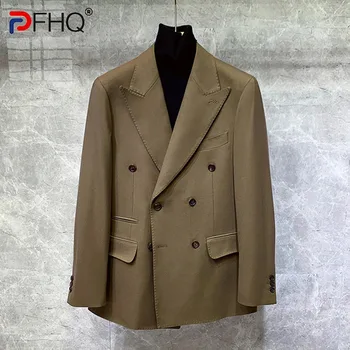 PFHQ Yaka Yaka Kruvaze Ceketler erkek Iş Rahat Resmi Kıyafetleri Düğün Damat Mizaç Blazers Sonbahar 21Z3000