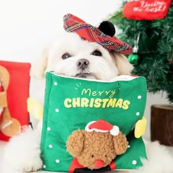Noel Köpek Oyuncak Pet Gizli Gıda Oyuncak Kitap Sevimli Gıcırtılı Oyuncaklar Okuma Oyuncak Köpek Peluş Köpek Gıcırtılı Köpek Oyuncak Köpek İnteraktif Oyuncaklar