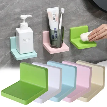 Renkli banyo duvara Monte Raf Sondaj Olmadan Sabun depolama rafları Plastik mutfak düzenleyici duş rafı Renkli Raf