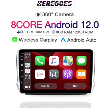 Carplay 2 din Android 12 Araba Multimedya Oynatıcı İçin Peugeot PG 2008 208 2012-2018 Navigasyon GPS Radyo Stereo QLED Bluetooth 128G
