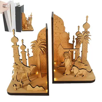 DIY 3D Ahşap Kitap Nook Raf Minyatürleri Arapça Etnik Sahne Kitleri Vintage Ünlü Ajansı Bookends Kitaplık Ev Dekor