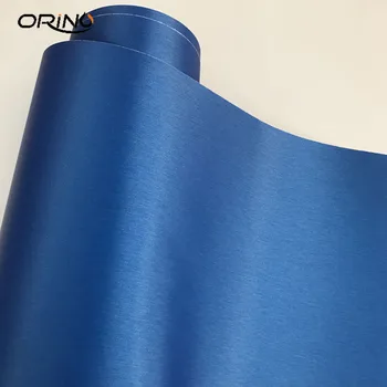 10/20/30/40 / 50x152cm Mavi Fırçalanmış Çelik Vinil Wrap Rulo Hava Tahliye Teknolojisi DIY Araba Styling Etiketler Çıkartmaları