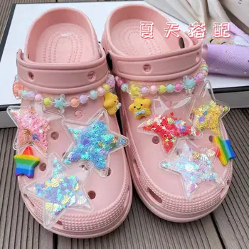 Sıcak Renkli Yıldız Seti Ayakkabı Dekorasyon Ins Popüler Croc Takılar Tasarımcı Güzel Süsleme Takunya Sandalet noel hediyesi