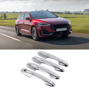 4 Adet Krom Gümüş Araba Dış yan kapı Kolu krom çerçeve Trim Olmadan Akıllı Delik Ford Focus 2019 için 2020 2021 2022