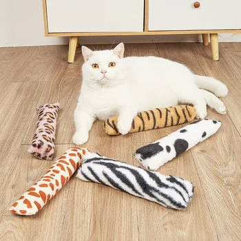 Kedi Catnip Yastık Silindirik Leopar Tarzı, Bite dayanıklı İnteraktif Kedi Oyuncaklar, Uzun Şerit Pet Diş Çıkarma, Ağız temizleme yastığı