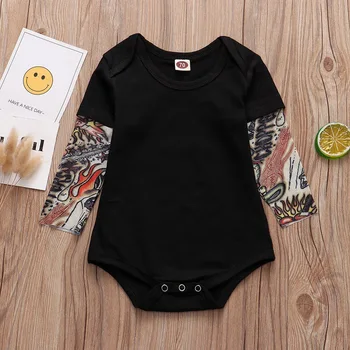 Yenidoğan Bebek Erkek Bebek Romper Yaz Pamuk Dövme Kollu Tulum Toddler Bebek Giysileri İçin 0-24 Ay