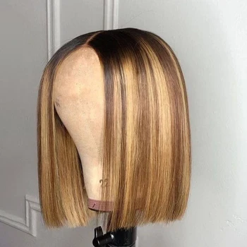 Vurgulamak Düz Dantel Ön insan saçı peruk Kadınlar için Tutkalsız peruk insan saçı Hazır Giyim Bob Perruque Cheveux İnsan