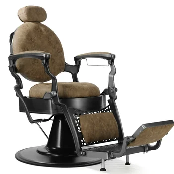Kahverengi berber koltuğu vintage kol sandalye Süper kalite güzellik salonu ekipmanları Alüminyum kuaför mobilyası