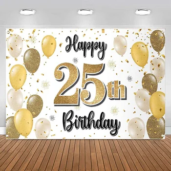 Mutlu 25th Doğum Günü Büyük Afiş Şerefe parti Ev Duvar Photoprop Zemin Doğum Günü Partisi Süslemeleri Fotoğraf Arka Plan