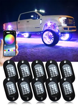 RGB LED Kaya araba ışıkları Şasi Hafif Müzik Senkronizasyonu Underglow IP68 Jeep Off-Road Tekne İçin Bluetooth APP Kontrolü 4/6/8/10/12 in 1