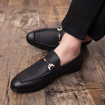 Erkek ayakkabıları Sonbahar Slip-on Spor Kolay Aşınma Kurulu Ayakkabı erkek Çok Yönlü erkek İngiliz Tarzı İş Rahat deri ayakkabı