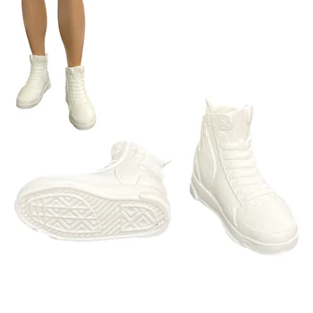 NK Resmi 1 Pairs Bebek Beyaz düz tabanlı spor ayakkabı Bebek oyuncak evi erkekler spor aksesuar ayakkabı Ken Bebek Oyuncak Aksesuarları