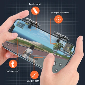X8 Mobil Oyun Tetik PUBG İçin Telefon Oyun 6 Parmak Tetik Duyarlı Ateş Telefon Oyun Tetik L1 R1 Amaç Tuşları Oyun Denetleyicisi