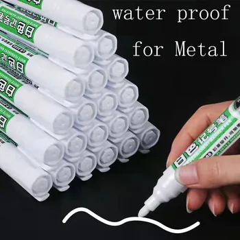 3/5 adet Beyaz işaretleyici kalem Yağlı Boya Kalıcı Metal Deri Kumaş için Metalik İşaretleyiciler Kalemler Öğrenci El Sanatları Sanat Malzemeleri