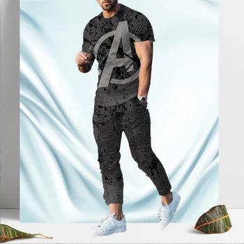 Yeni Trend 3D Baskılı Yaz erkek 2 Parça Setleri Büyük Boy T Shirt Joogers Kıyafetler Moda Erkek Pantolon Eşofman Erkek Giyim