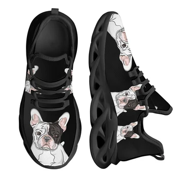 INSTANTARTS Fransız Bull Terrier Platformu Sneakers Siyah Örme rahat ayakkabılar Kadın Bulldog Tasarımcı Bıçak Ayakkabı Zapatos Sıcak