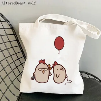 Kadın Alışveriş çantası Tavuk derry'nin Kayıp Top Baskılı Çanta Harajuku Alışveriş Kanvas alışveriş Çantası kız çanta Tote Omuz Bayan Çantası