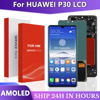 OLED P30 Ekran Paneli İçin Parmak İzi İle Huawei P30 LCD ELE-L29 ELE-L09 ELE-L04 Ekran + dokunmatik ekranlı sayısallaştırıcı grup