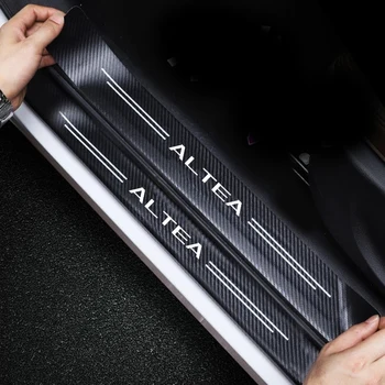 Karbon Fiber Araba Kapı Pedalı Şeritleri Seat Altea için Logo Otomatik Kapı Eşiği Eşik Koruyucu Arka Bagaj Eşiği Tampon Koruma Çıkartmalar