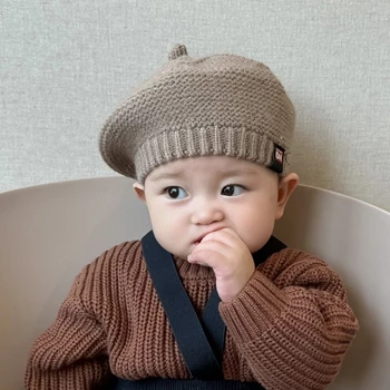 Kış Şık Sıcak Örme Şapka Bebek Kız Rahat Kap Soğuk Geçirmez Bere Kap Sıcak Kaput Şapka saç aksesuarları