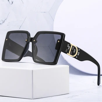 Elmas Kare Çerçeve ile Mektup D Güneş Gözlüğü Erkekler Kadınlar İçin Marka Tasarım Lüks Siyah UV400 güneş gözlüğü Vintage Moda Gözlük